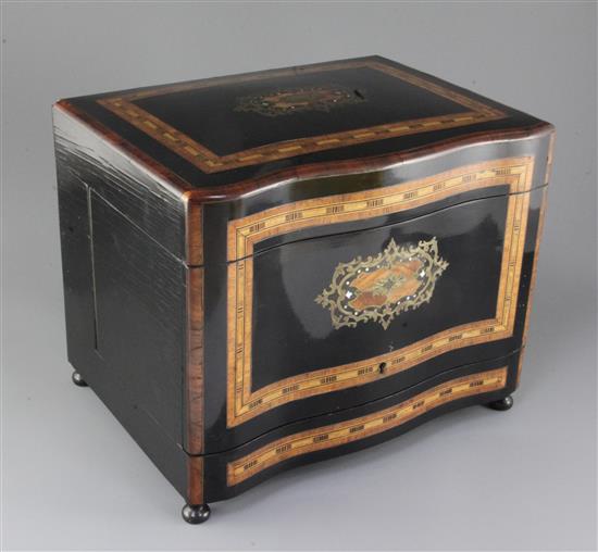 A Louis Philippe marquetry inlaid liqueur casket, 13in.